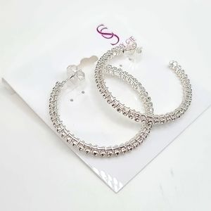 Savvy Cie Silver Crystal Hoop Earrings
